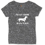 I've Got Friends in Low Places Ladies Curvy Tee - Black Leopard