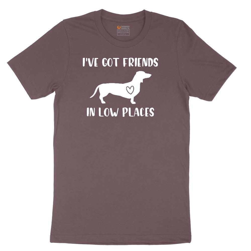 I've Got Friends in Low Places Ladies Short Sleeve Tee - Sangria Blackout