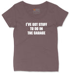 I've Got Stuff to Do in the Garage Ladies Curvy Tee - Sangria Blackout