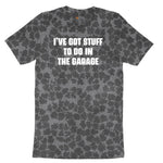 I've Got Stuff to Do in the Garage Ladies Short Sleeve Tee - Black Leopard