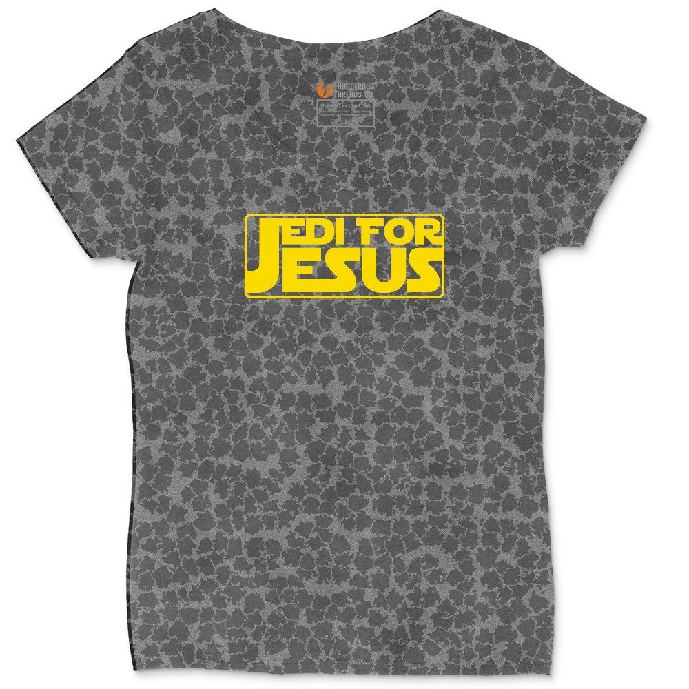 Jedi For Jesus Ladies Curvy Tee - Black Leopard