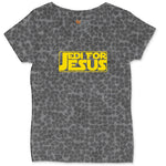 Jedi For Jesus Ladies Curvy Tee - Black Leopard