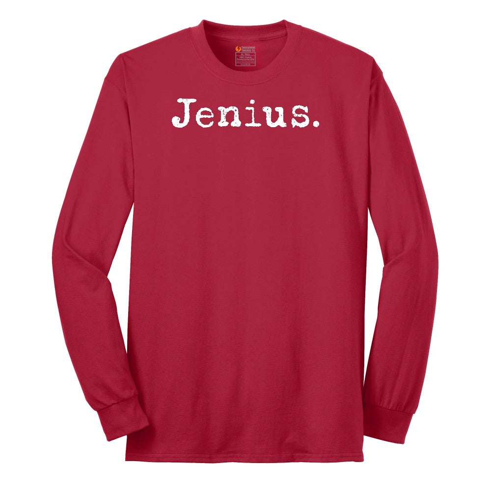 Jenius - Mens & Ladies T-Shirt.png - Mens & Ladies T-Shirt Long Sleeve Tee - Red