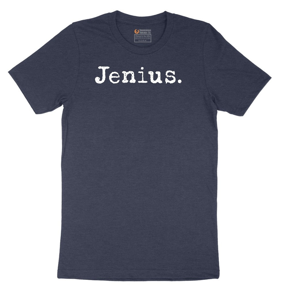 Jenius - Mens & Ladies T-Shirt.png - Mens & Ladies T-Shirt Short Sleeve Tee - Heather Navy