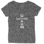 John 3 16 Cross Ladies Curvy Tee - Black Leopard