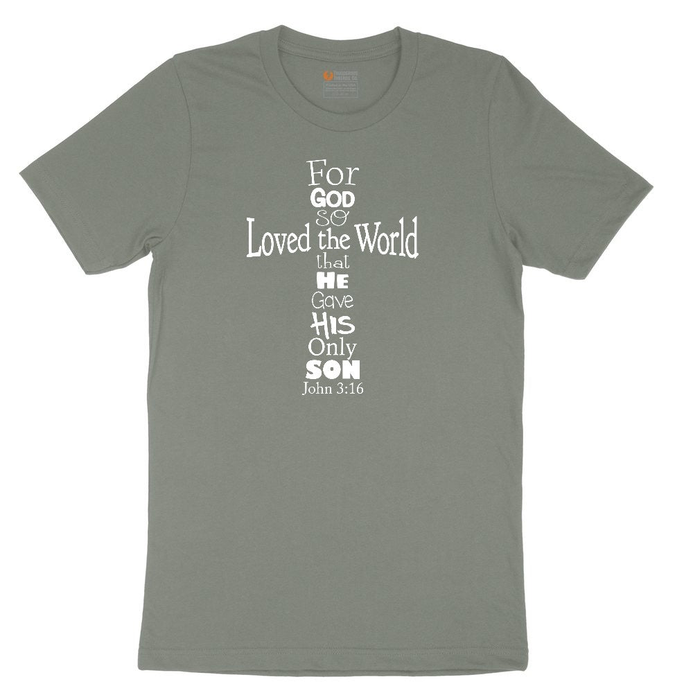 John 3 16 Cross Ladies Short Sleeve Tee - Bamboo Blackout