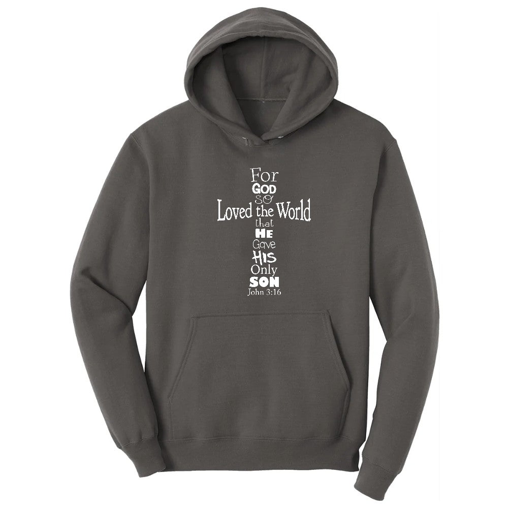 John 3 16 Cross Hoodie - Charcoal