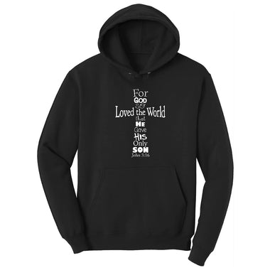 John 3 16 Cross Hoodie - Jet Black