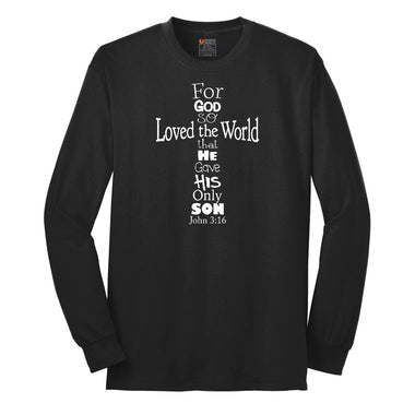 John 3 16 Cross Long Sleeve Tee - Jet Black