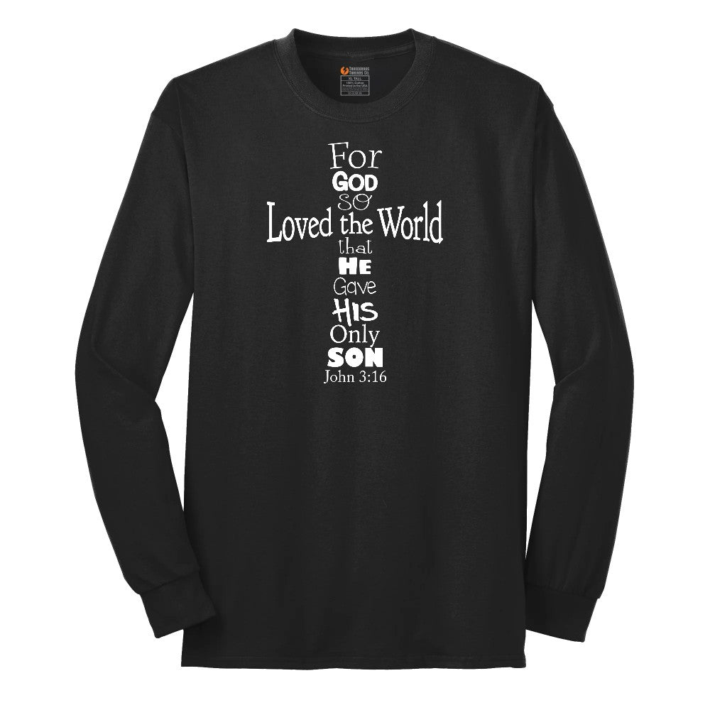 John 3 16 Cross Long Sleeve Tee - Jet Black