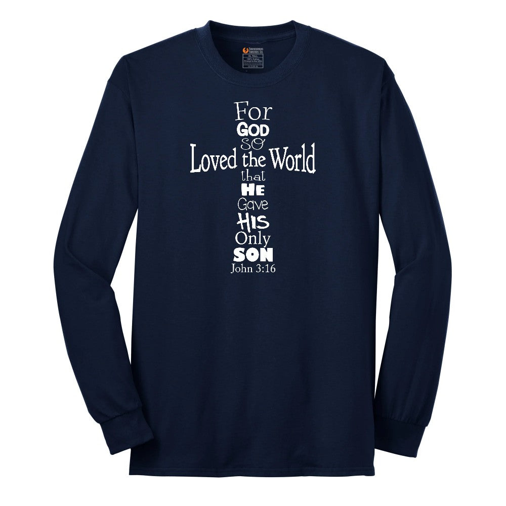 John 3 16 Cross Long Sleeve Tee - Navy