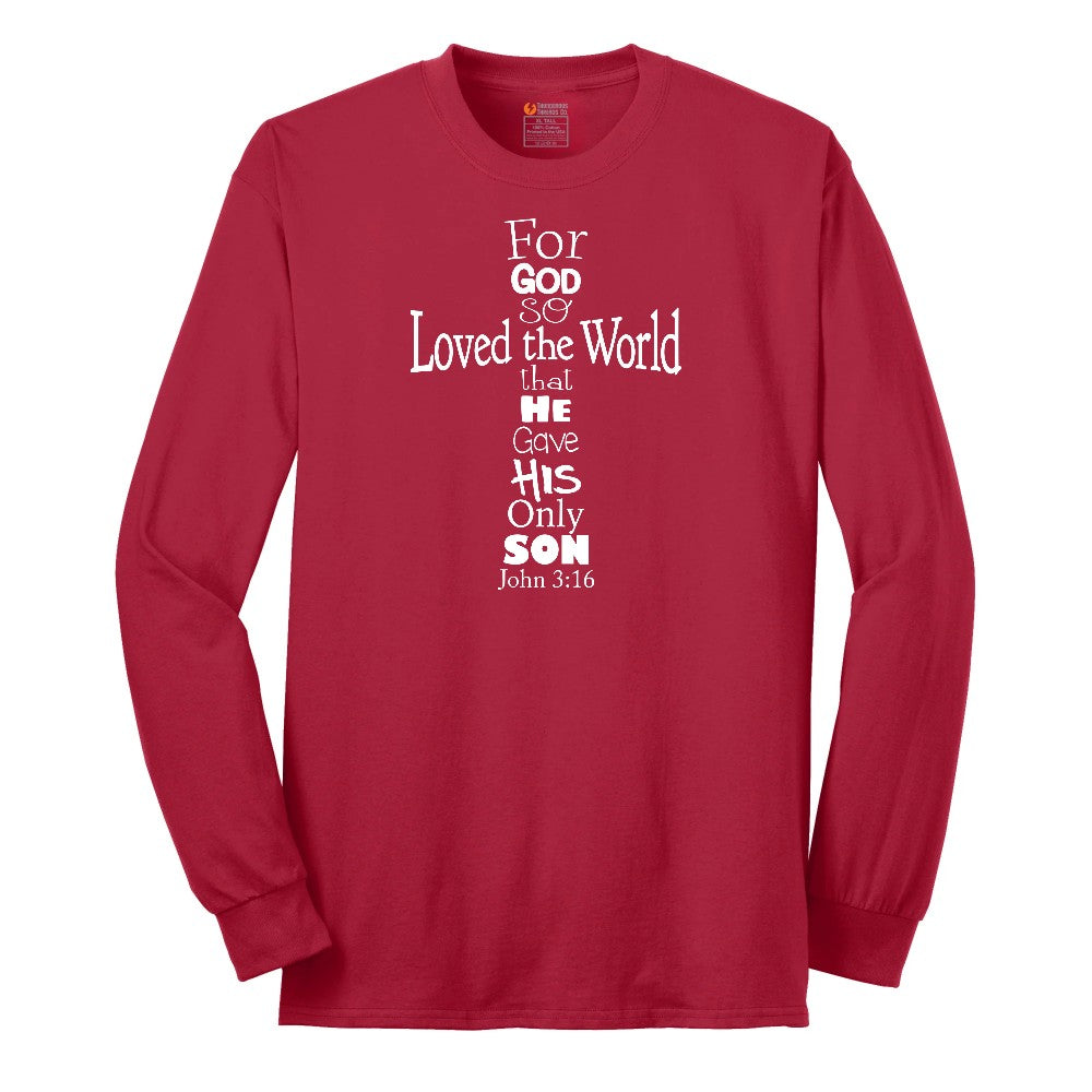 John 3 16 Cross Long Sleeve Tee - Red