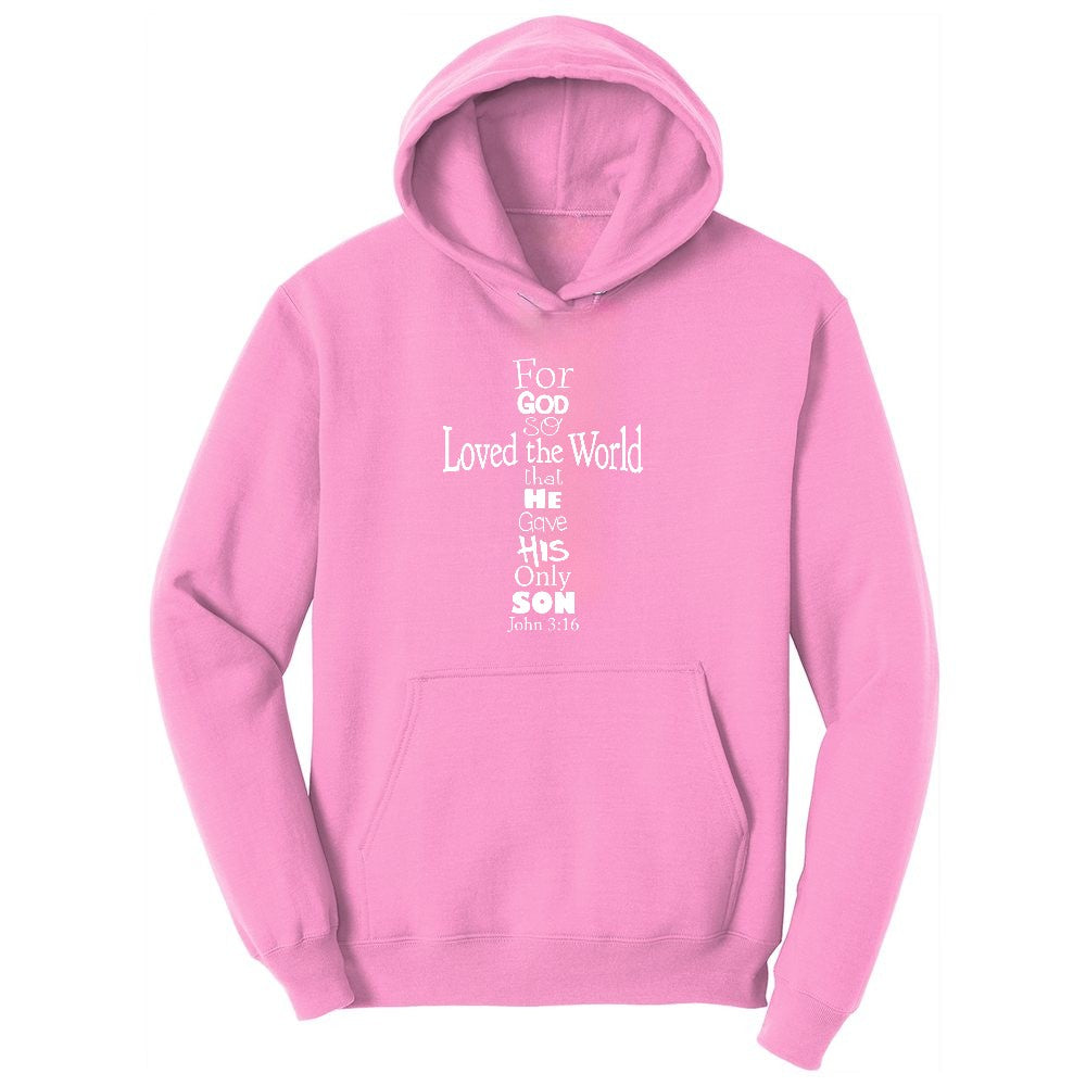 John 3 16 Cross Toddler Hoodie - Candy Pink