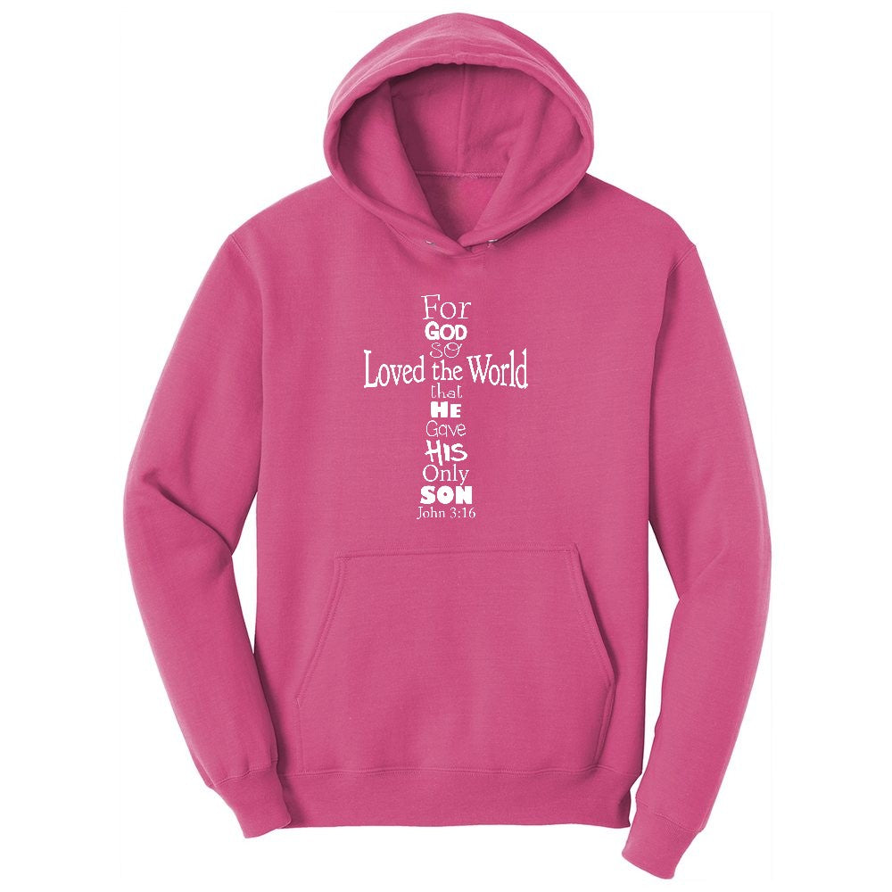 John 3 16 Cross Youth Hoodie - Sangria