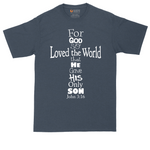 John 3:16 tall t-shirt for men in Heather Navy