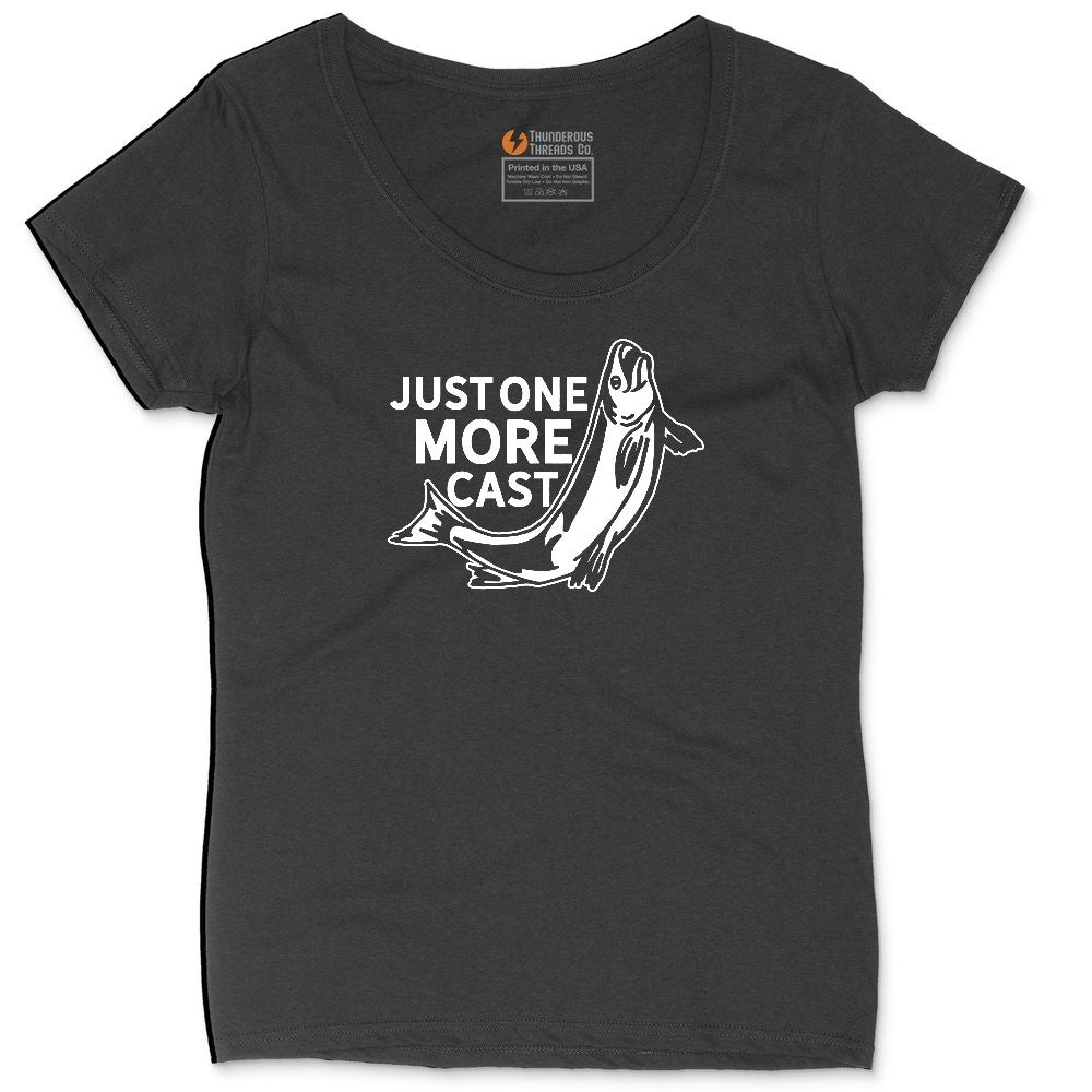 Just One More Cast Ladies Curvy Tee - Black