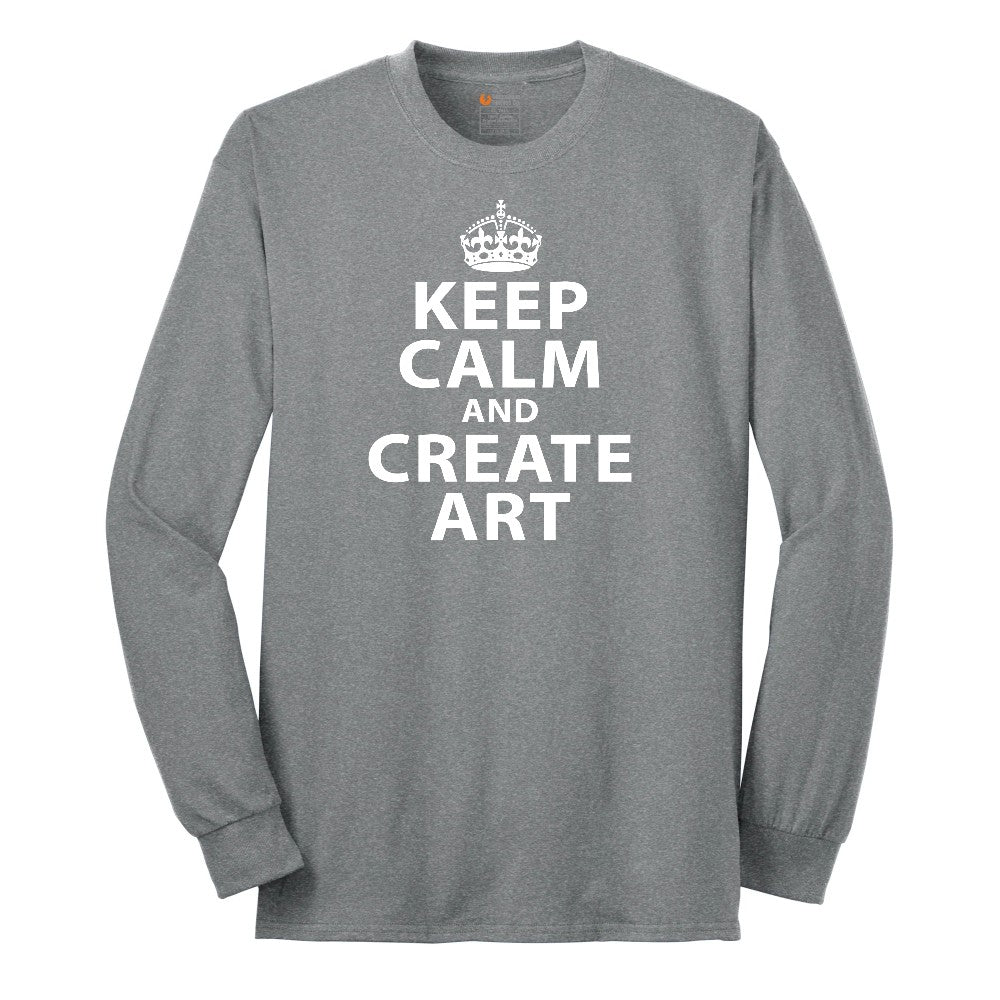 Keep Calm and Create Art Long Sleeve Tee - Athletic Grey