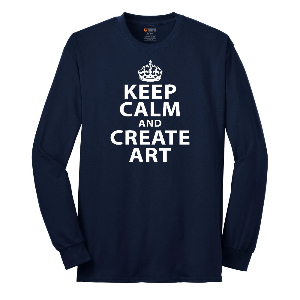 Keep Calm and Create Art Long Sleeve Tee - Navy