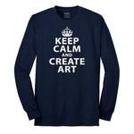 Keep Calm and Create Art Long Sleeve Tee - Navy