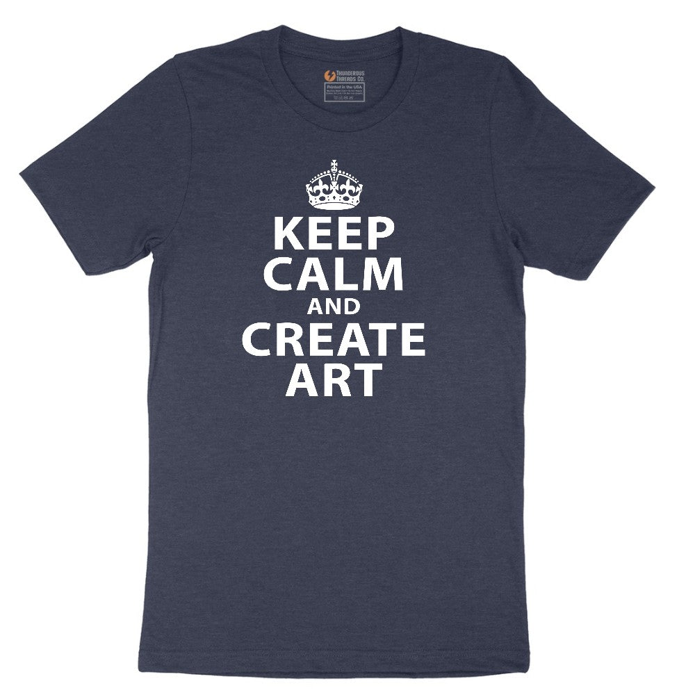 Keep Calm and Create Art Short Sleeve Tee - Heather Navy