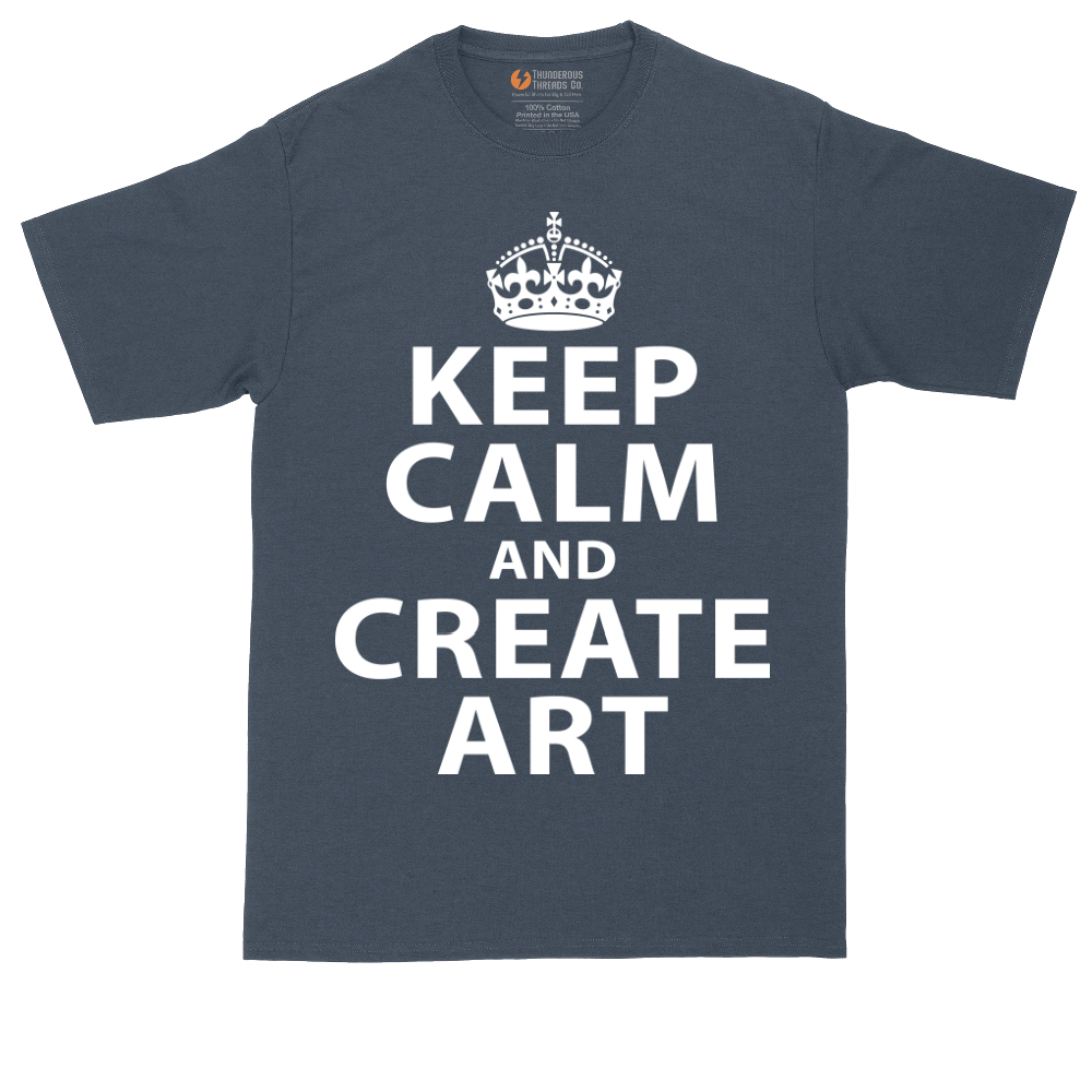 Keep Calm and Create Art tall t-shirt for men in Heather Navy