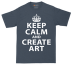 Keep Calm and Create Art tall t-shirt for men in Heather Navy