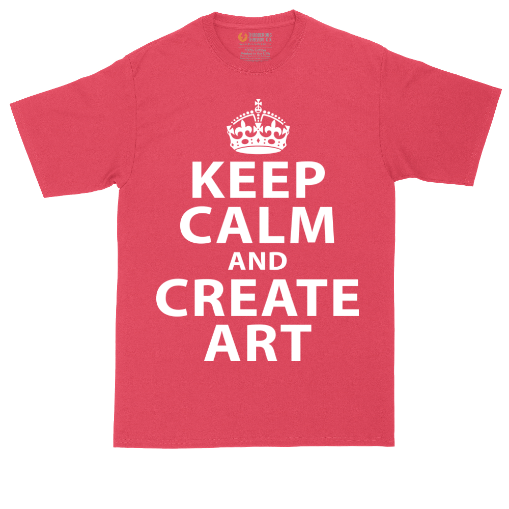 Keep Calm and Create Art tall t-shirt for men in Heather Red