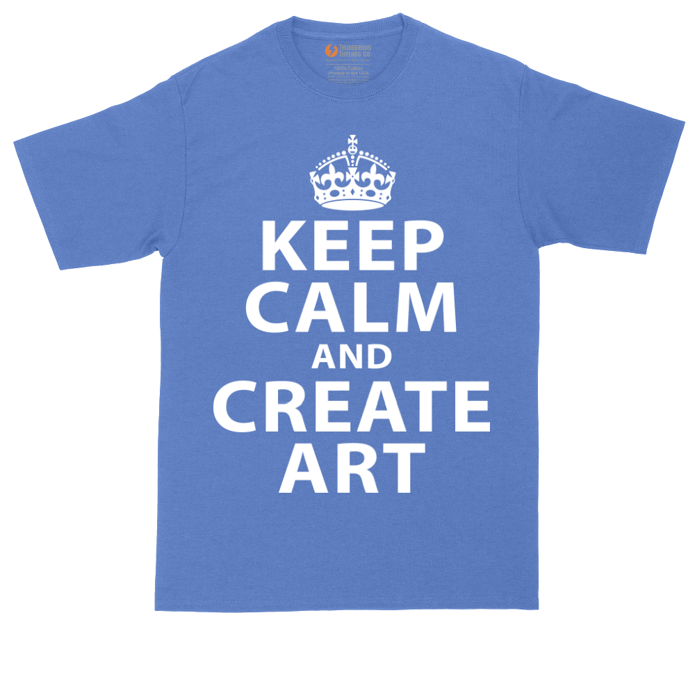 Keep Calm and Create Art tall t-shirt for men in Heather Royal