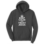 Keep Calm and Trust Jesus Ladies Hoodie - Dark Heather Grey