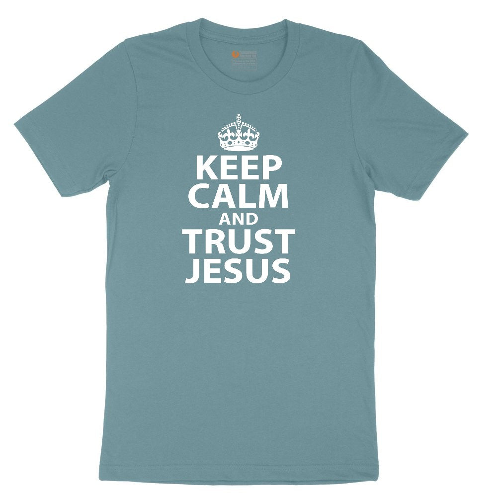Keep Calm and Trust Jesus Ladies Short Sleeve Tee - Surf Blackout