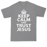 Keep Calm and Trust Jesus tall t-shirt for men in Athletic Heather