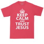 Keep Calm and Trust Jesus tall t-shirt for men in Heather Red