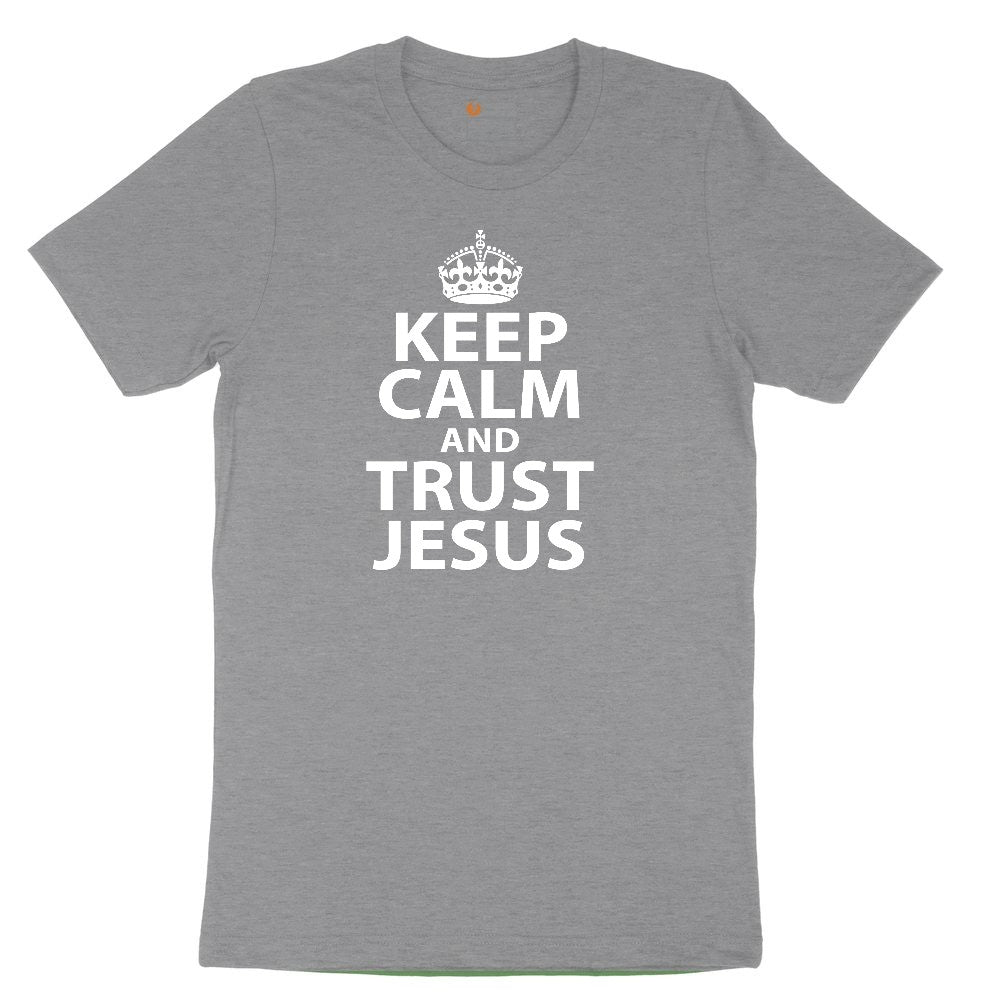 Keep Calm and Trust Jesus Youth Short Sleeve Tee - Athletic Heather
