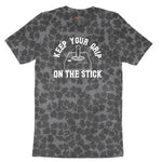 Keep Your Grip on the Stick - Mens & Ladies T-Shirt Ladies Short Sleeve Tee - Black Leopard