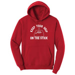Keep Your Grip on the Stick - Mens & Ladies T-Shirt Hoodie - Red
