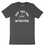 Keep Your Grip on the Stick - Mens & Ladies T-Shirt Youth Short Sleeve Tee - Dark Heather Grey