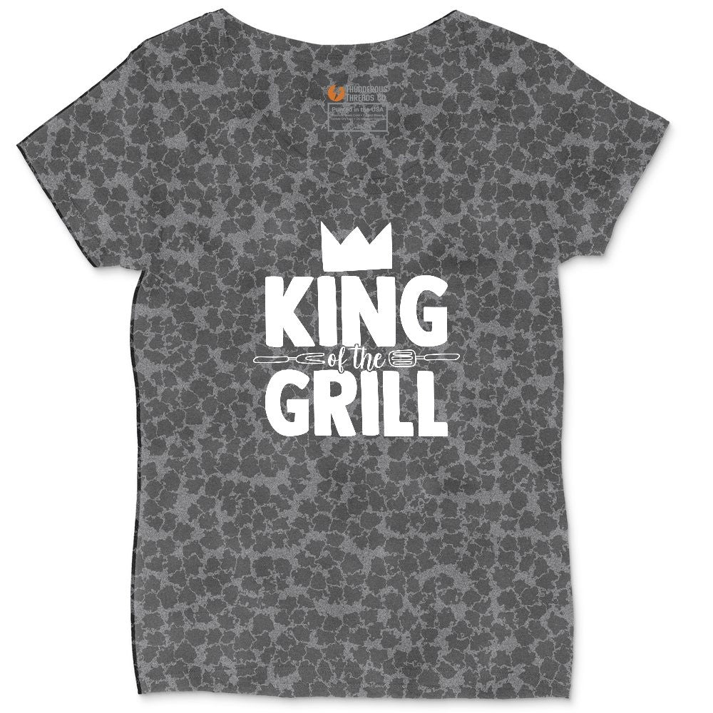 King of the Grill Ladies Curvy Tee - Black Leopard