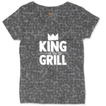 King of the Grill Ladies Curvy Tee - Black Leopard