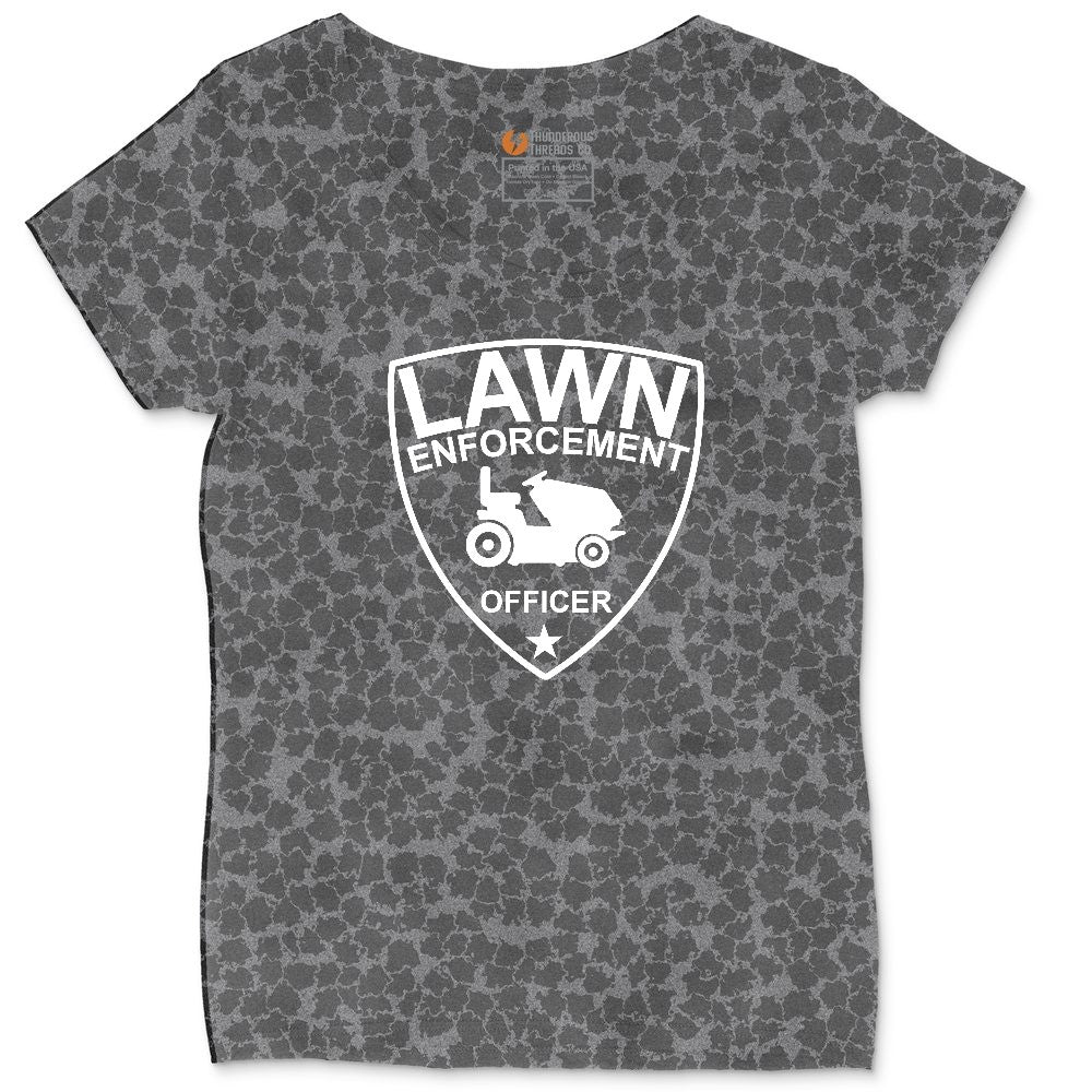 Lawn Enforcement Officer Ladies Curvy Tee - Black Leopard