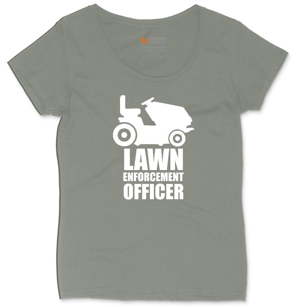 Lawn Enforcement Officer No Badge Version Ladies Curvy Tee - Bamboo Blackout