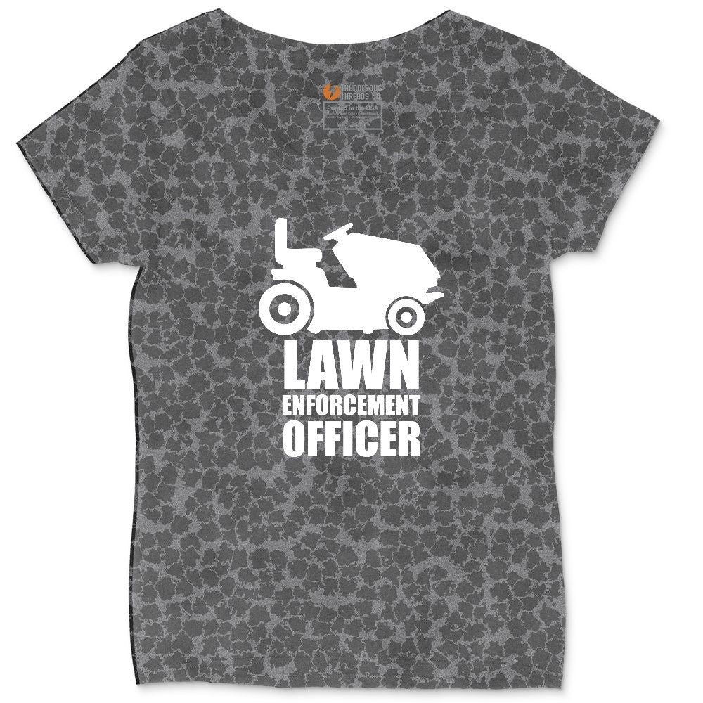 Lawn Enforcement Officer No Badge Version Ladies Curvy Tee - Black Leopard