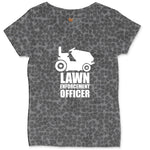 Lawn Enforcement Officer No Badge Version Ladies Curvy Tee - Black Leopard