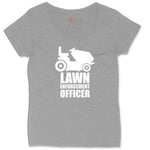Lawn Enforcement Officer No Badge Version Ladies Curvy Tee - Granite Heather