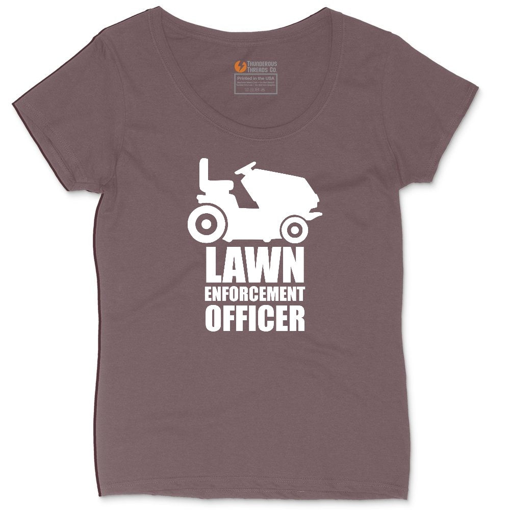 Lawn Enforcement Officer No Badge Version Ladies Curvy Tee - Sangria Blackout