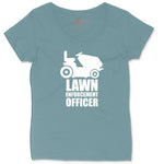 Lawn Enforcement Officer No Badge Version Ladies Curvy Tee - Surf Blackout