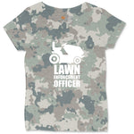Lawn Enforcement Officer No Badge Version Ladies Curvy Tee - Vintage Camo
