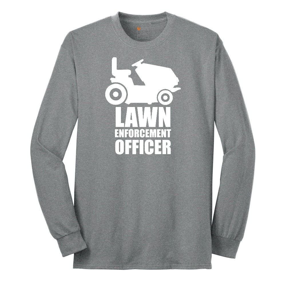 Lawn Enforcement Officer No Badge Version Long Sleeve Tee - Athletic Grey