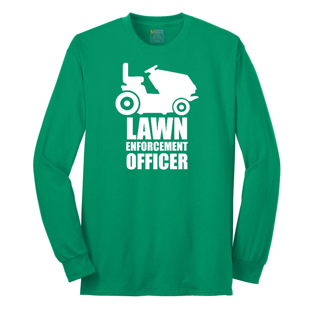 Lawn Enforcement Officer No Badge Version Long Sleeve Tee - Kelly Green