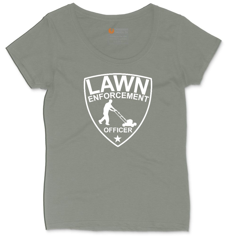 Lawn Enforcement Officer Push Mower Version Ladies Curvy Tee - Bamboo Blackout
