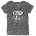 Lawn Enforcement Officer Push Mower Version Ladies Curvy Tee - Black Leopard